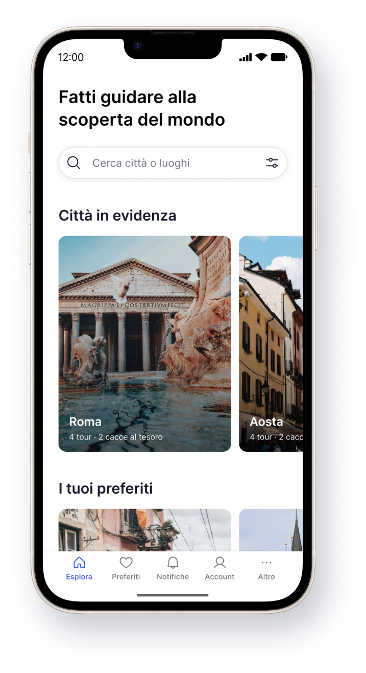 Schermata principale dell'App